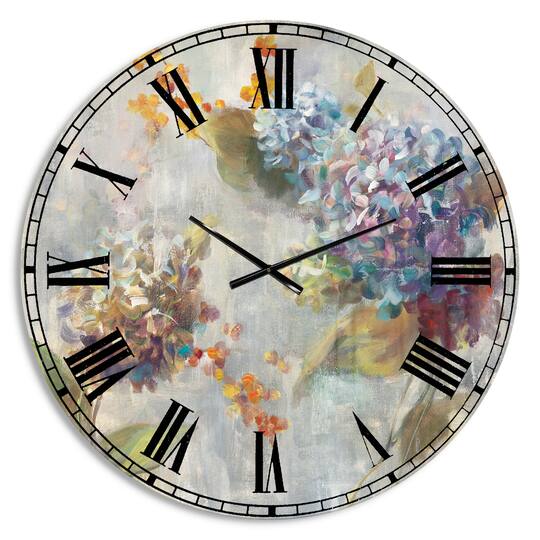 Designart 'Autumn Hydrangea Traditional Wall Clock